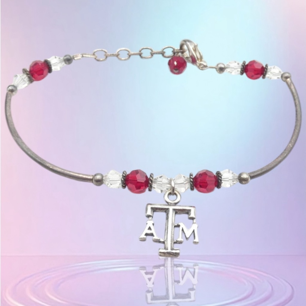 Texas A&M .925 Silver and Red Bracelet 1668